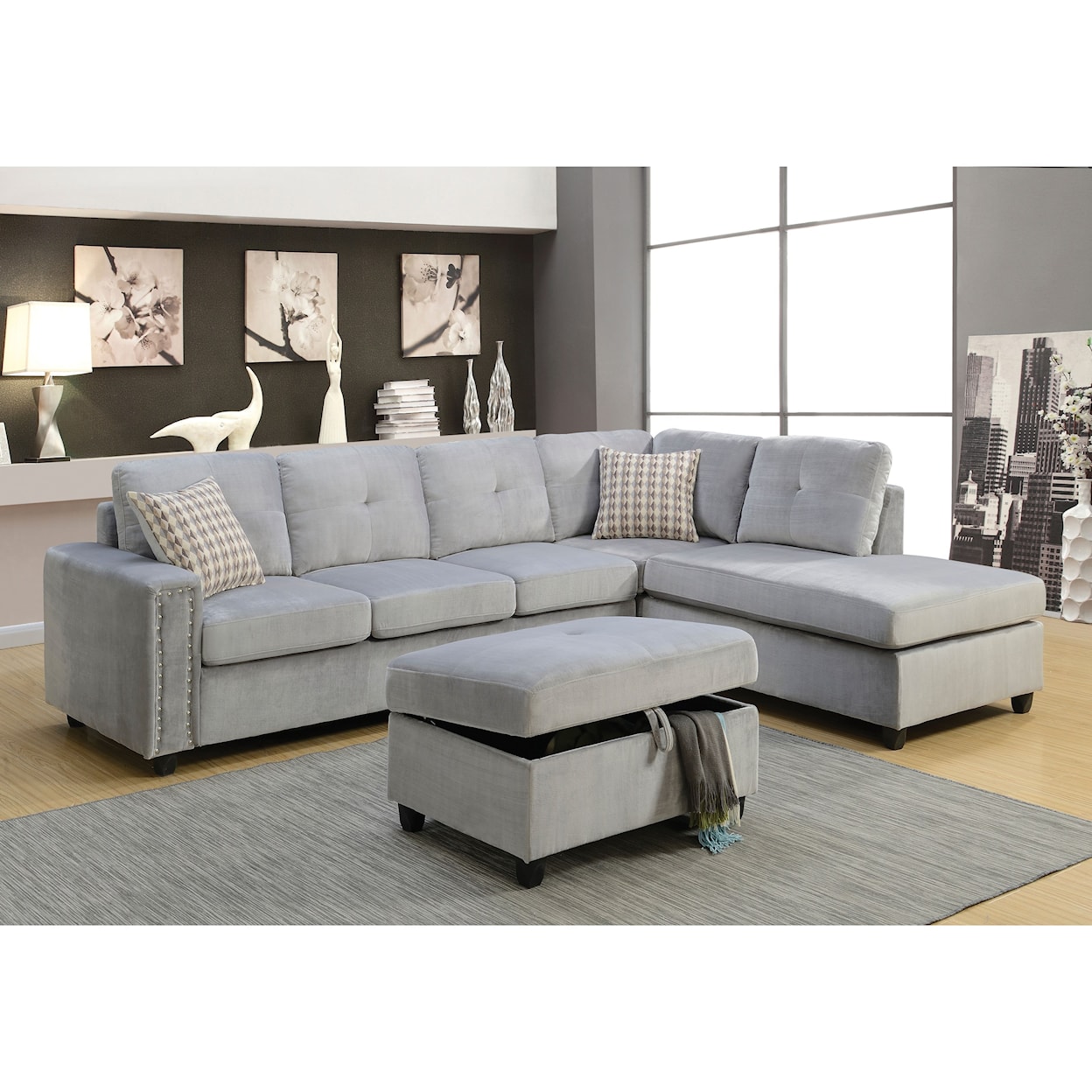 Acme Furniture Belville Sectional Sofa w/Pillows