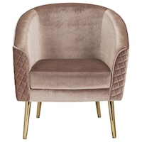 Glam Quilted Velvet Accent Chair with Gold Finish Legs