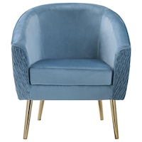Glam Textured Velvet Accent Chair with Gold Finish Legs