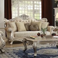 Traditional Sofa with Rolled Arms and Button Tufted Back