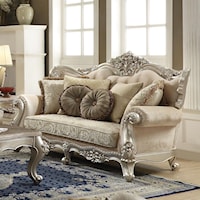 Traditional Loveseat with Rolled Arms and Button Tufted Back