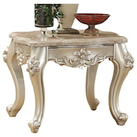 Traditional End Table with Marble Top