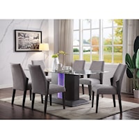 7-Piece Contemporary Dining Set with Built-In LED Lighting