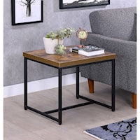 Contemporary End Table with Metal Base