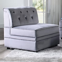 Tufted Armless Chair with Faux Crystal Buttons and Modular Function