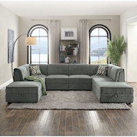 Contemporary Sectional with Storage Ottomans