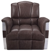 Industrial Leather Club Chair with Riveted Aluminum