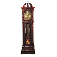 Traditional Key-Wound Grandfather Clock with Bonnet Top and Urn Finial