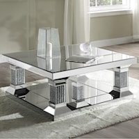 Glam Coffee Table with Mirrored Top and Base