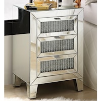 Glam 3-Drawer Night Table with Faux Diamond Inlay
