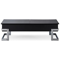 Contemporary Coffee Table with Lift Top Tray and Sliding Storage