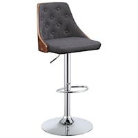 Contemporary Adjustable Stool with Button Tufted Back