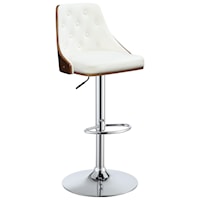Contemporary Adjustable Stool with White Button Tufted Seat Back