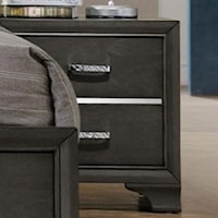 Transitional Dark Grey 2-Drawer Nightstand