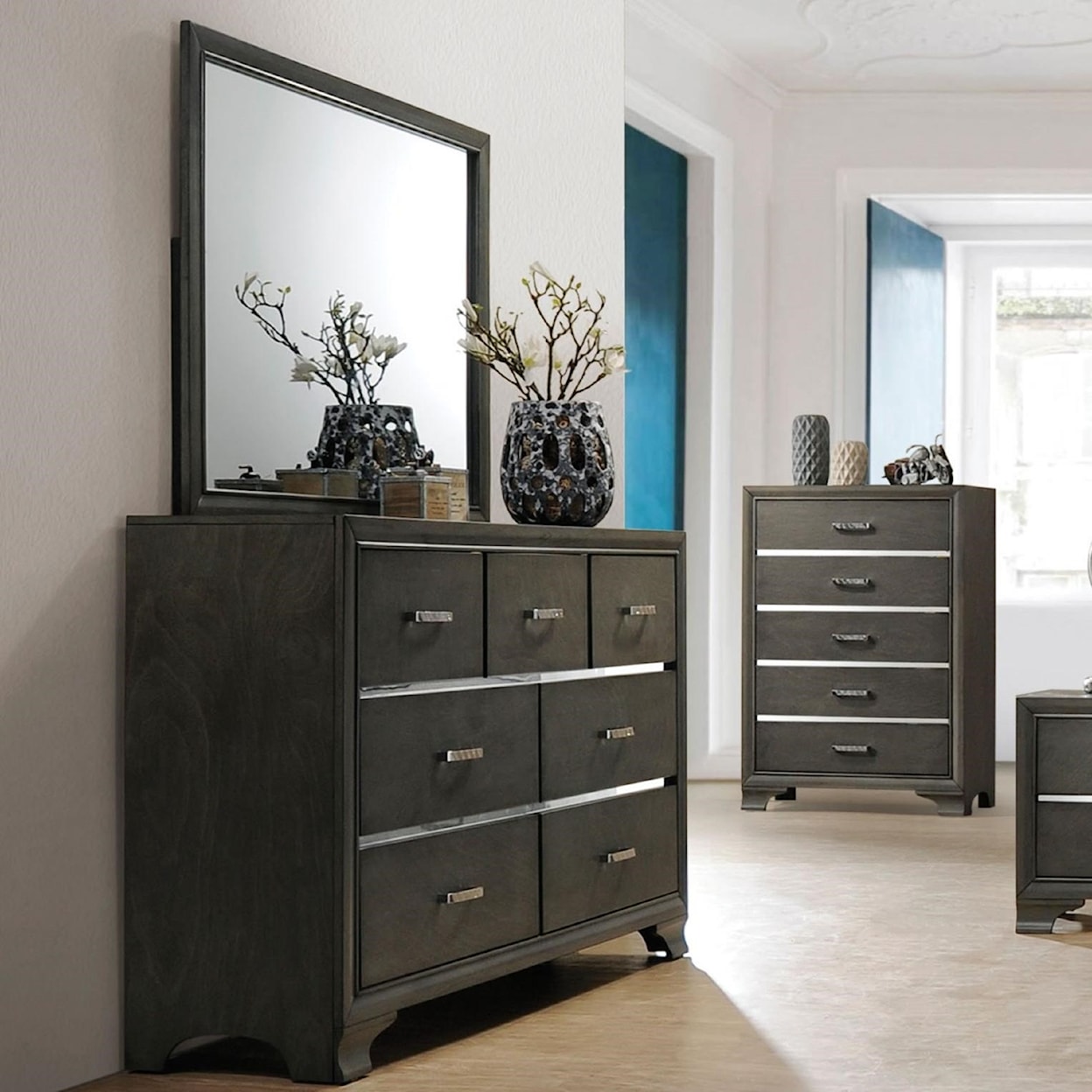 Acme Furniture Carine II Dresser + Mirror Set