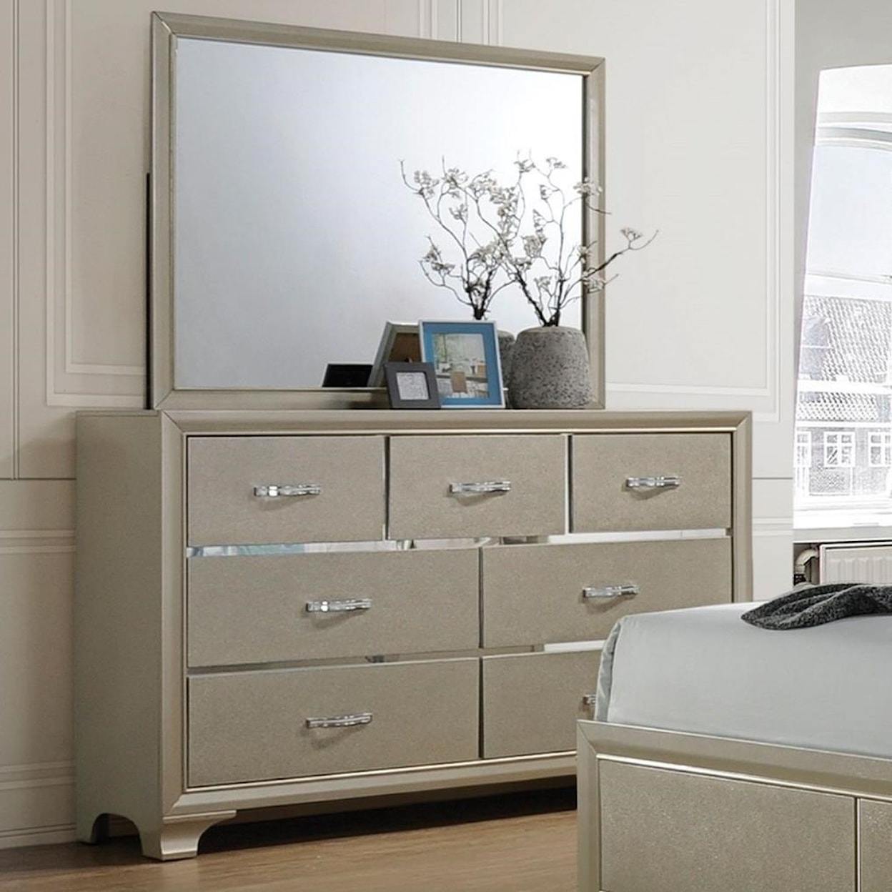 Acme Furniture Carine Dresser + Mirror Set