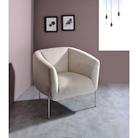 Contemporary Accent Chair with Beige Velvet
