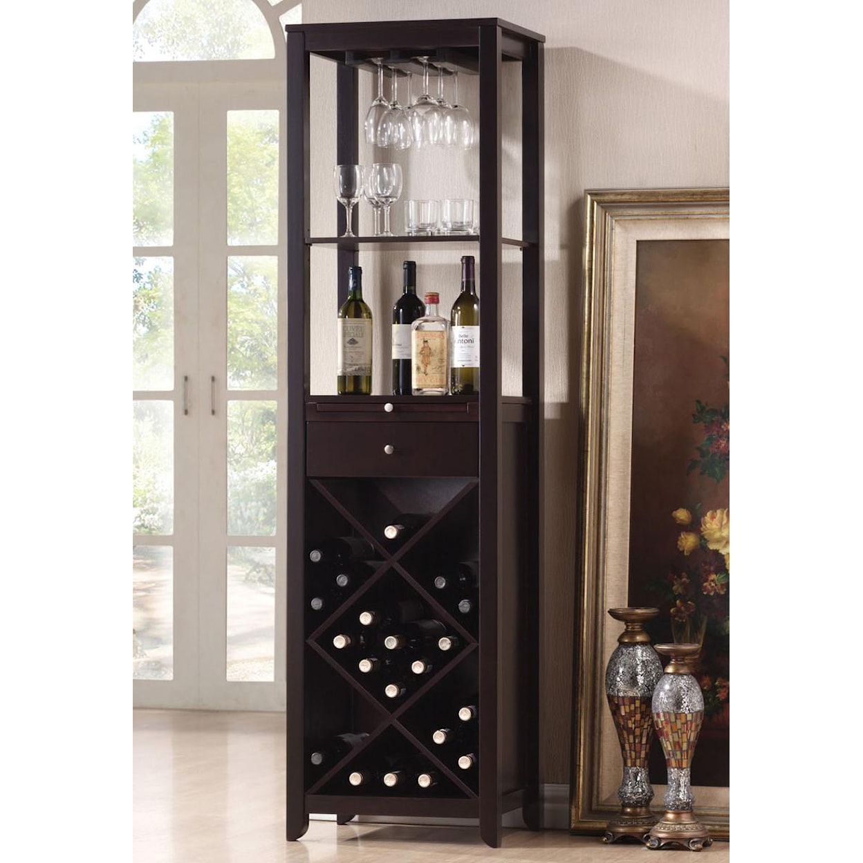 Acme Furniture Casey Wenge Wine Cabinet Tower