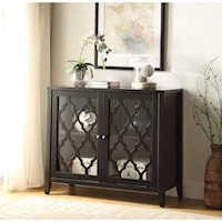 Contemporary Console Table Accent Cabinet with Glass Doors