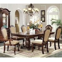 7 Piece Formal Dining Set with Fabric Upholstered Chairs
