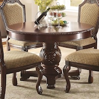 Traditional Round Dining Table with 1 Table Leaf