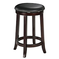 Transitional Upholstered Espresso Counter Stool with Nailhead Trim