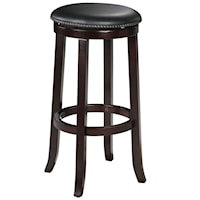 Transitional Upholstered Espresso Bar Stool with Nailhead Trim