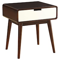 Mid-Century End Table with 1 White Drawer