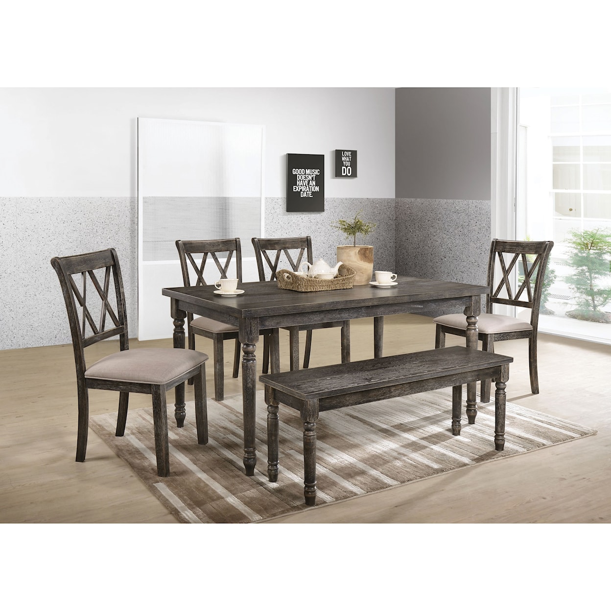 Acme Furniture Claudia II Dining Table set with Bench