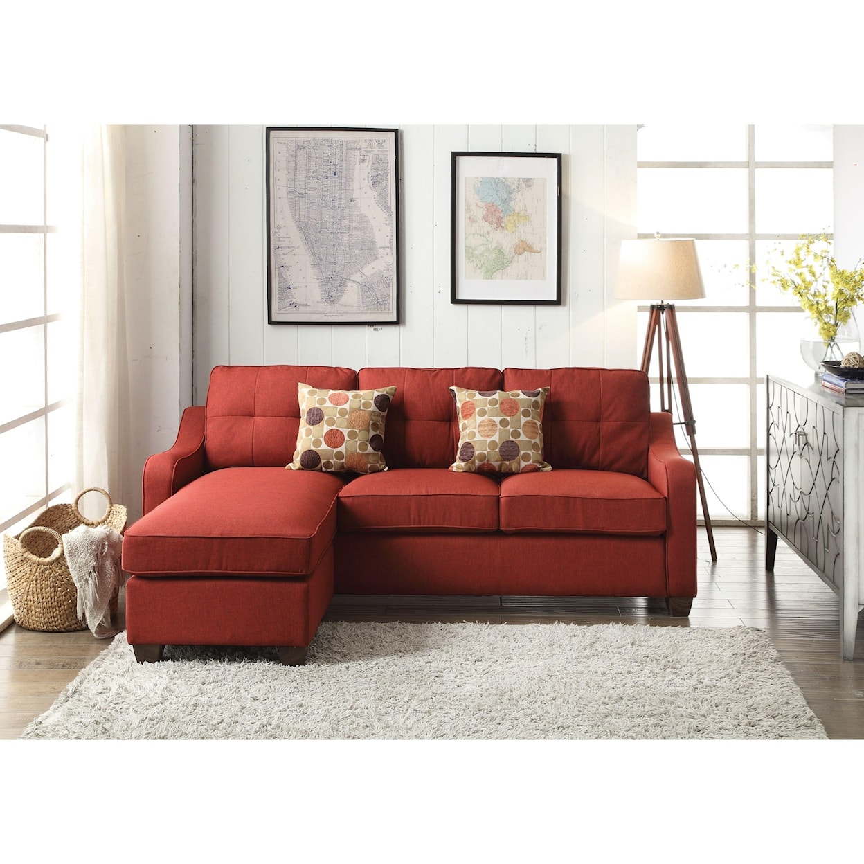 Acme Furniture Cleavon II Sectional Sofa (Rev. Chaise) & 2 Pillows