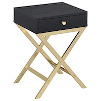 Contemporary 1-Drawer Side Table in Black 