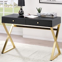 Contemporary 2-Drawer Writing Desk with "X" Shape Legs