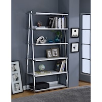 Chrome Finish Bookshelf with High Gloss White Shelves