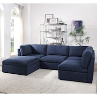 Contemporary L-Shaped Sectional with Ottoman