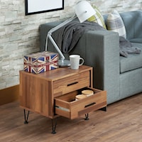 Contemporary Nightstand with Metal Legs and Hardware