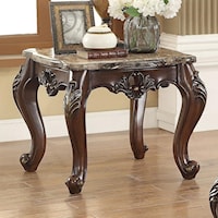 Traditional End Table with Marble Top