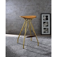 Industrial Bar Stool with Leather Seat Cushion