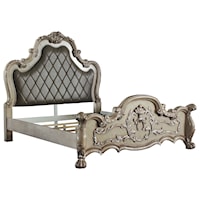 Traditional California King Bed with Upholstered Headboard