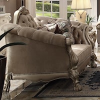 Traditional European Style Camel Back Loveseat with 5 Pillows