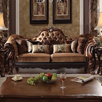 Traditional European Style Camel Back Sofa with 7 Pillows