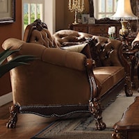 Traditional European Style Camel Back Loveseat with 5 Pillows