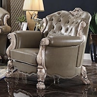 Traditional Faux Leather Chair w/ 1 Pillow