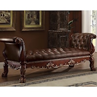 Traditional European Style Tufted Bed Bench