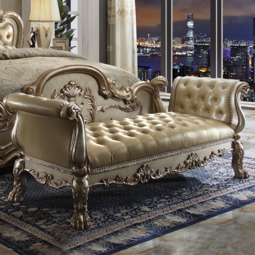 Traditional European Style Tufted Bed Bench