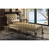 Traditional European Style Tufted Chaise Lounge with Bolster Pillow