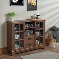 Transitional Buffet Console Table with Glass Doors