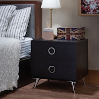 Contemporary Nightstand with Angled Metal Legs