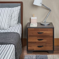 Contemporary Two-Toned Nightstand with Metal Drawer Handles