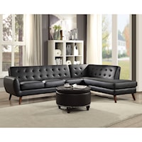 Mid Century Modern Tufted 2 Piece Sectional Sofa with Chaise