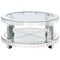 Glam Coffee Table with Mirrored Lower Shelf